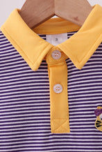 Premium Purple LSU stripe tiger embroidery dress - ARIA KIDS