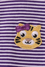 Premium Purple LSU stripe tiger embroidery dress - ARIA KIDS