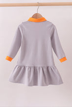 Premium Orange Tennessee stripe puppy embroidery dress - ARIA KIDS