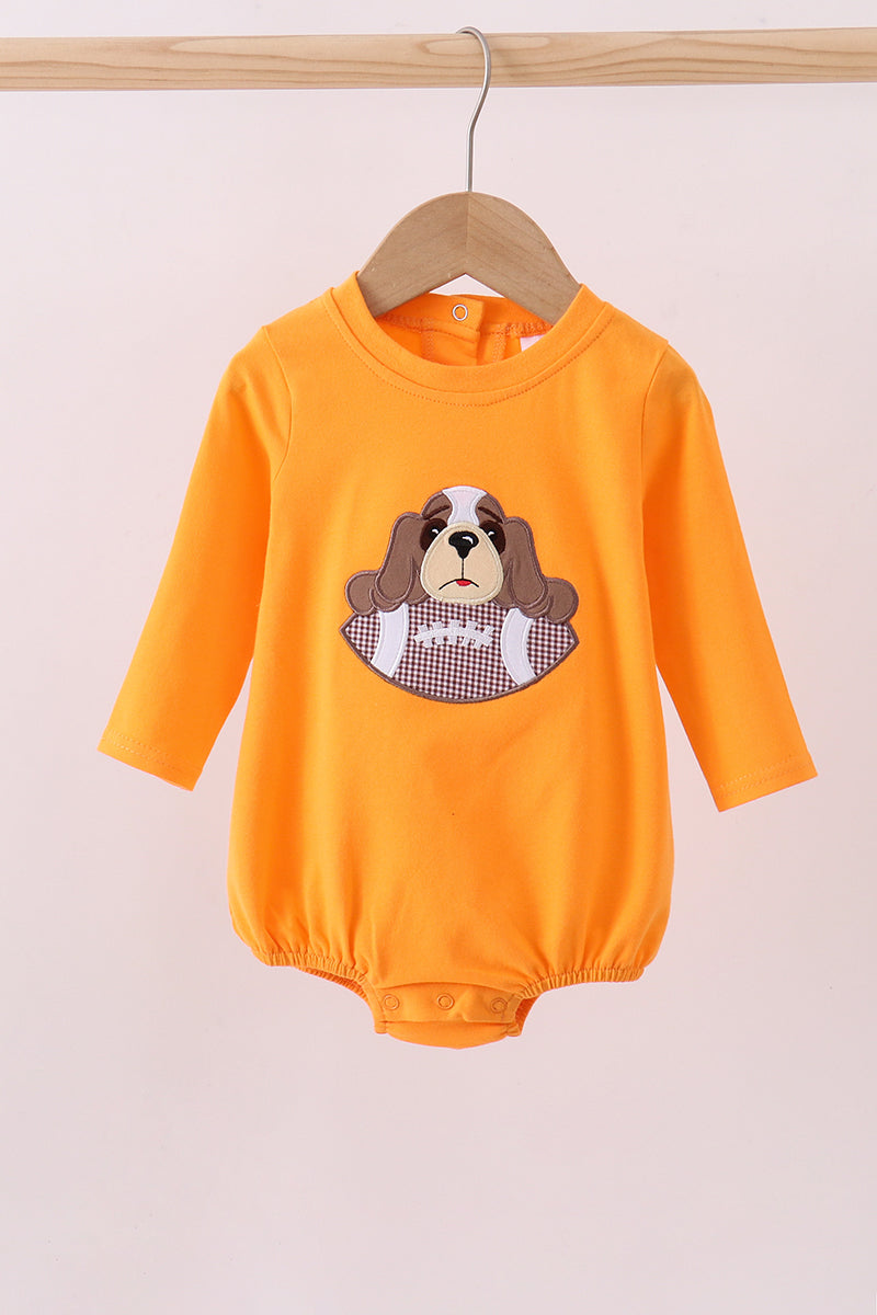 Premium Orange Tennessee puppy football applique bubble - ARIA KIDS
