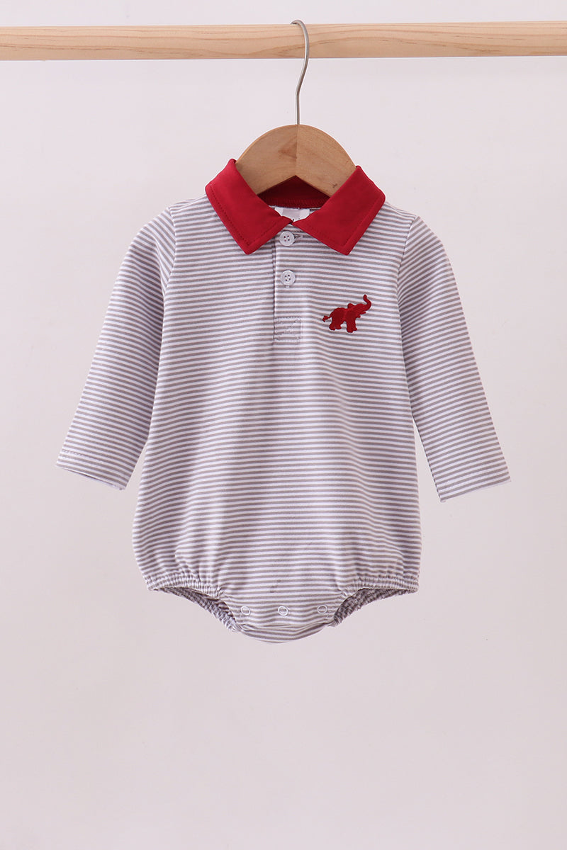 Premium Maroon Alabama elephant embroidery stripe bubble - ARIA KIDS