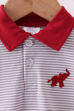 Premium Maroon Alabama elephant embroidery stripe bubble - ARIA KIDS