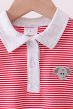 Premium Red Tennessee stripe elephant embroidery button down shirt - ARIA KIDS