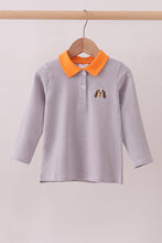 Premium Orange Tennessee stripe puppy embroidery button down shirt - ARIA KIDS