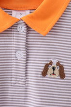 Premium Orange Tennessee stripe puppy embroidery button down shirt - ARIA KIDS