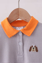 Premium Orange Tennessee stripe puppy embroidery button down shirt - ARIA KIDS