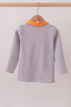 Premium Orange Tennessee stripe puppy embroidery button down shirt - ARIA KIDS