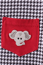 Premium Maroon Alabama elephant embroidery gingham pants set - ARIA KIDS