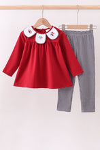Premium Maroon Alabama elephant football embroidery gingham pants set - ARIA KIDS