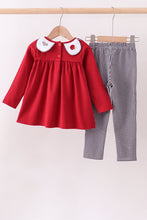 Premium Maroon Alabama elephant football embroidery gingham pants set - ARIA KIDS