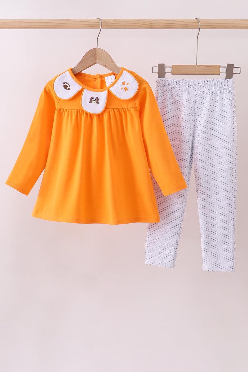 Premium Orange Tennessee puppy football embroidery pants set - ARIA KIDS