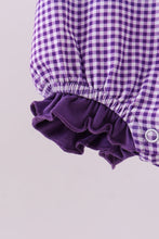 Premium Purple LSU tiger embroidery gingham ruffle bubble - ARIA KIDS