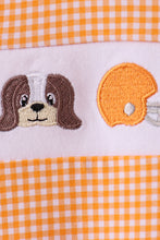 Premium Orange Tennessee puppy football embroidery gingham ruffle bubble - ARIA KIDS