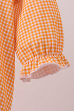 Premium Orange Tennessee puppy football embroidery gingham ruffle bubble - ARIA KIDS