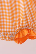 Premium Orange Tennessee puppy football embroidery gingham ruffle bubble - ARIA KIDS