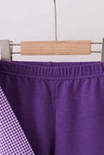 Premium Purple LSU tiger football embroideyr gingham ruffle pants set - ARIA KIDS