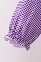 Premium Purple LSU tiger football embroideyr gingham ruffle pants set - ARIA KIDS