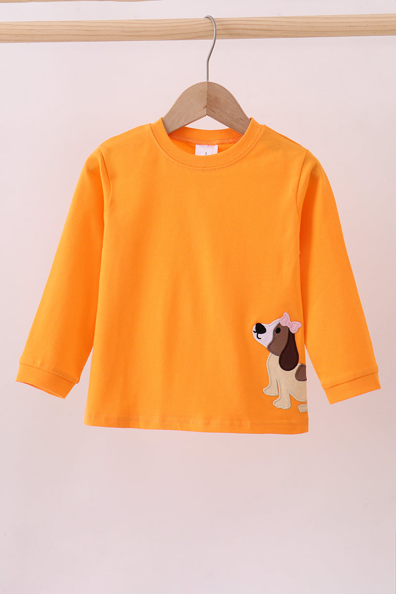 Premium Orange Tennessee puppy embroidery top - ARIA KIDS