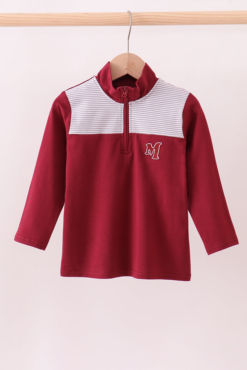 Premium Maroon Mississippi embroidery top - ARIA KIDS
