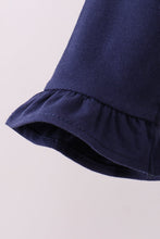Premium Navy Auburn embroidery ruffle top - ARIA KIDS