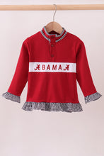 Premium Maroon Alabama embroidery ruffle top - ARIA KIDS