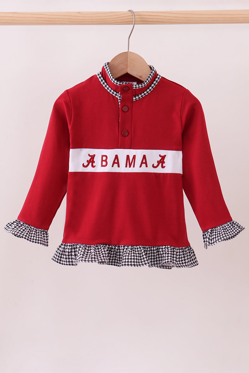 Premium Maroon Alabama embroidery ruffle top - ARIA KIDS