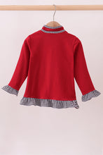 Premium Maroon Alabama embroidery ruffle top - ARIA KIDS