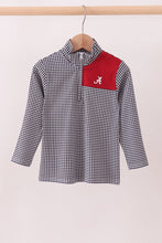 Premium Maroon Alabama embroidery gingham top - ARIA KIDS
