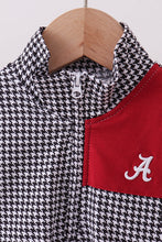 Premium Maroon Alabama embroidery gingham top - ARIA KIDS