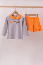 Premium Orange Tennessee stripe football embroidery skorts set - ARIA KIDS