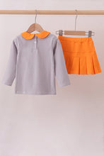 Premium Orange Tennessee stripe football embroidery skorts set - ARIA KIDS