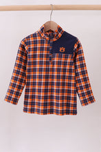 Premium Navy Auburn embroidery plaid top - ARIA KIDS