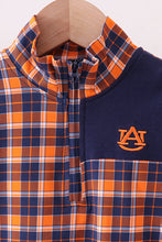 Premium Navy Auburn embroidery plaid top - ARIA KIDS