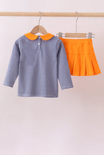 Premium Orange Clemson stripe football embroidery skorts set - ARIA KIDS