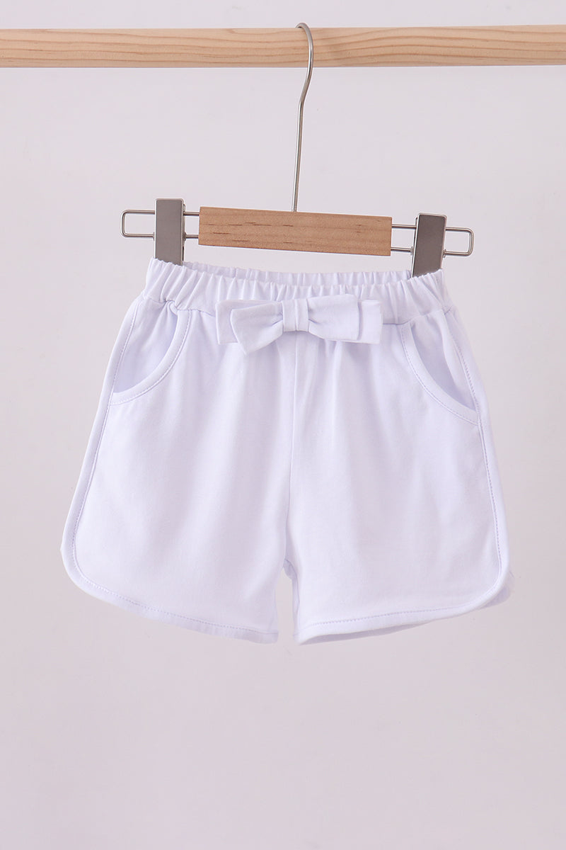 Premium White bow shorts - ARIA KIDS