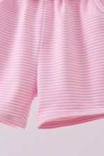 Premium Pink&white stripe bow shorts