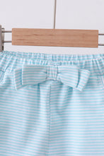 Premium Mint&white stripe bow shorts - ARIA KIDS