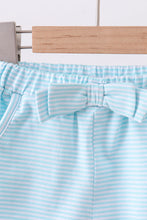 Premium Mint&white stripe bow shorts - ARIA KIDS