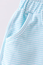 Premium Mint&white stripe bow shorts - ARIA KIDS
