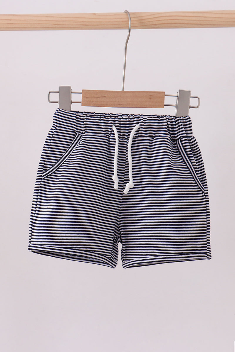 Premium Navy&white stripe drawstring shorts - ARIA KIDS