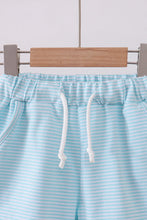Premium Mint&white stripe drawstring shorts - ARIA KIDS