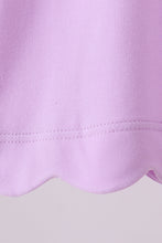 Purple flutter sleeve scalloped top