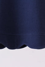 Navy flutter sleeve scalloped top
