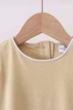 Khaki flutter sleeve scalloped top - ARIA KIDS