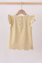 Khaki flutter sleeve scalloped top - ARIA KIDS