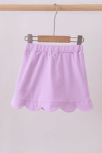 Purple scallop hem bow skort