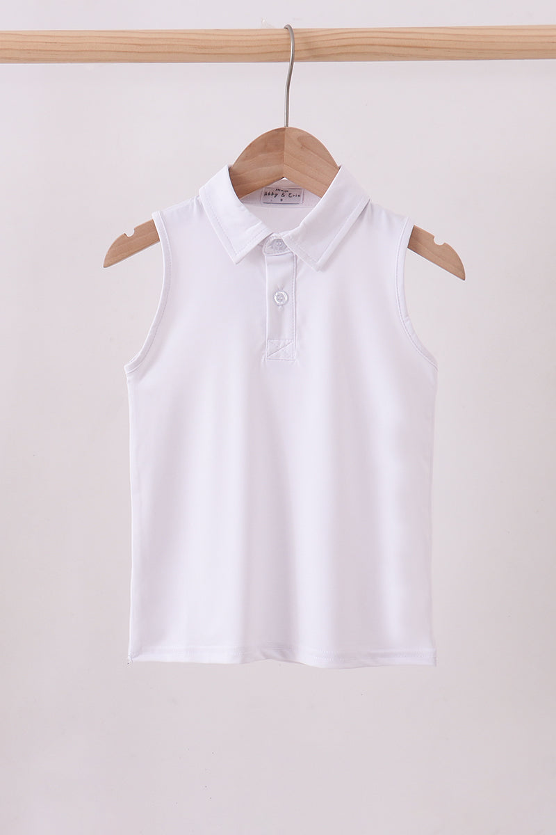 White everyday Collared Tank - ARIA KIDS