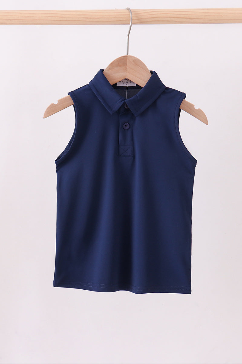 Blue everyday Collared Tank - ARIA KIDS
