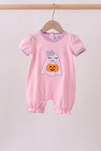 Pink ghost pumpkin embroidery romper