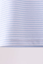 Blue stripe Smirk face applique top